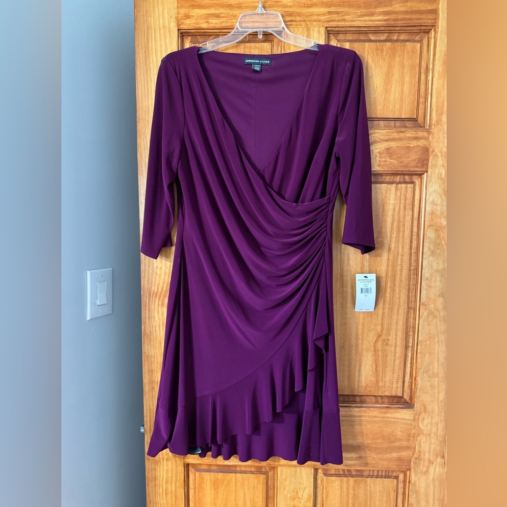 American Living Plum Wrap-Style Midi Dress